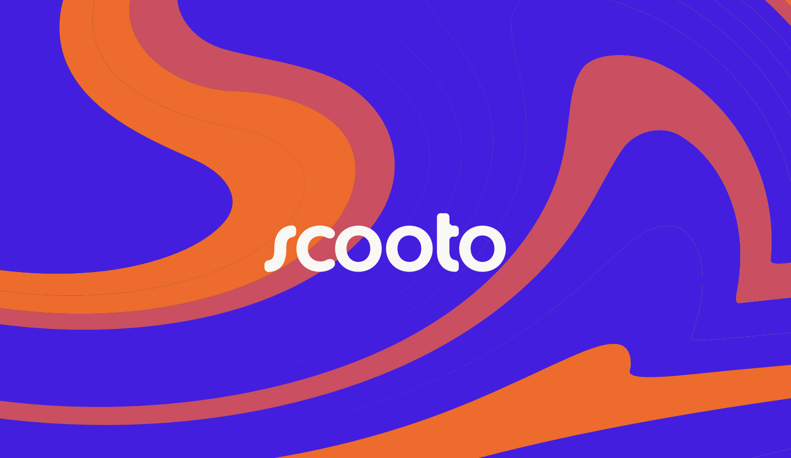 Imagem scooto logo com traços coloridos no fundo